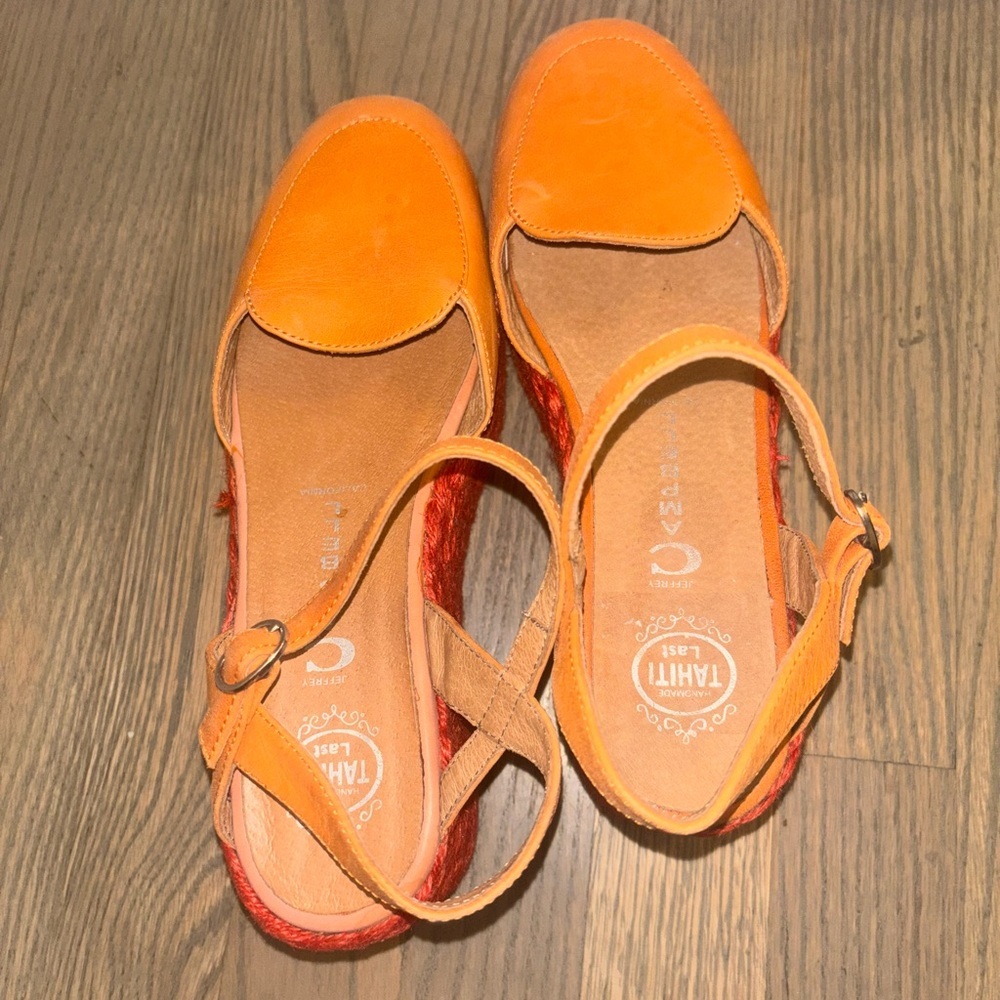 Jeffrey Campbell Orange Espadrille Wedges women’s size 8 - Picture 3 of 8